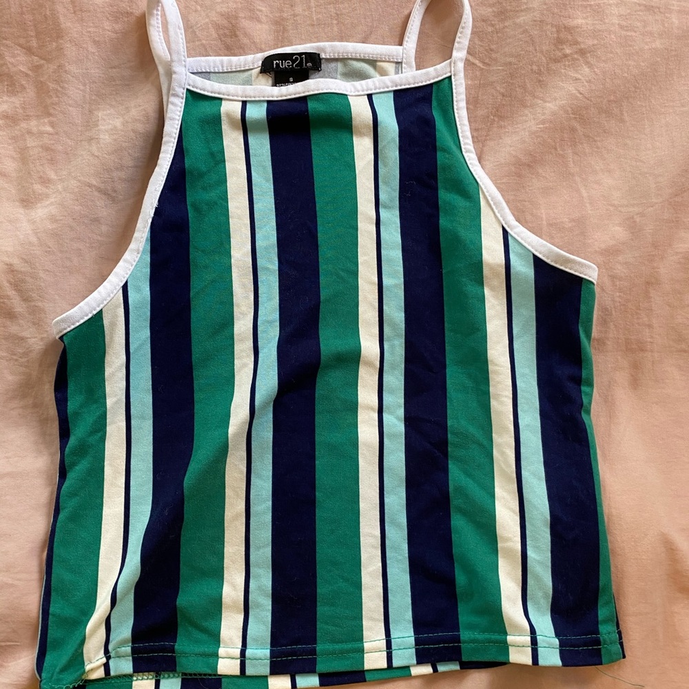 Striped halter tank top